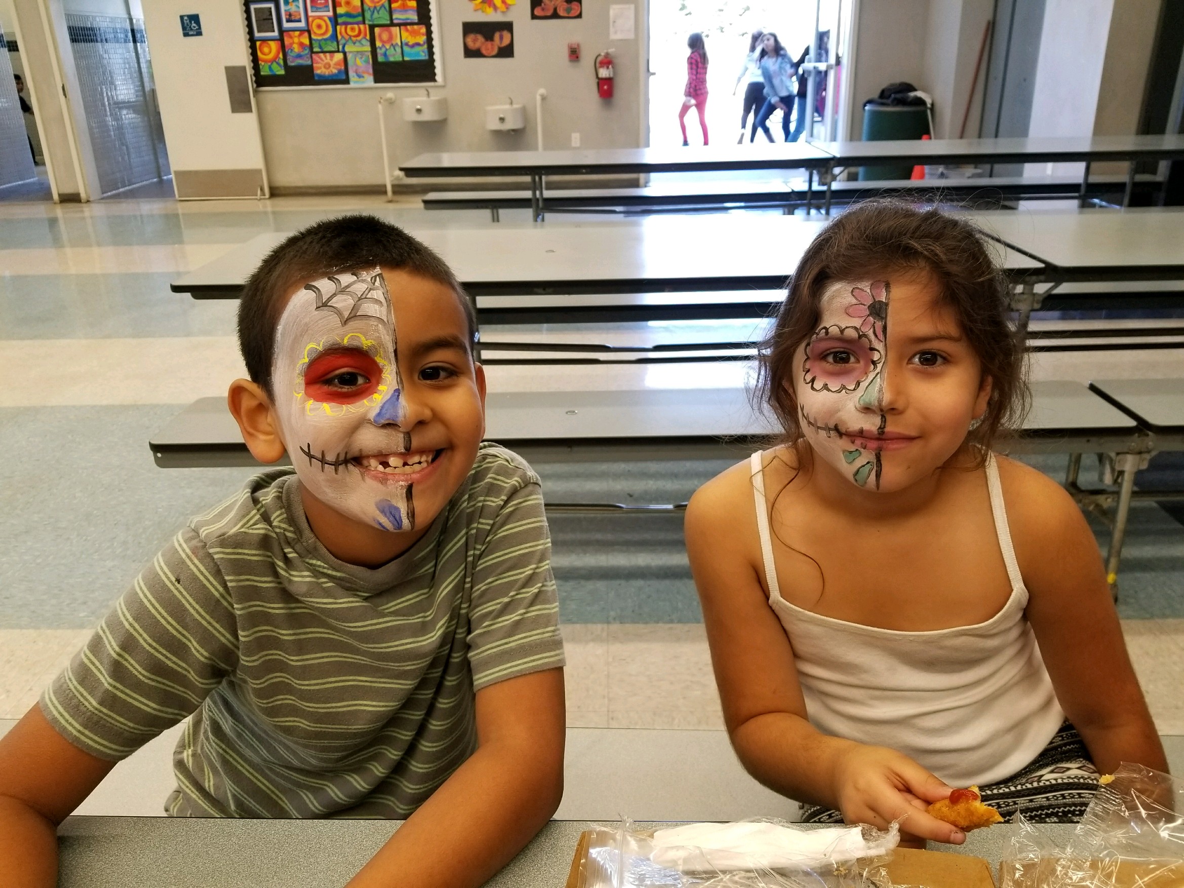 First Grade students with Face paint on