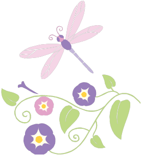 pink and purple cartoon dragonfly